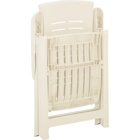 Vidaxl – Lot de 2 chaises inclinables en plastique blanc – Dossier réglable 5 positions – Résistantes aux intempéries – Hauteur d'assise 45 cm