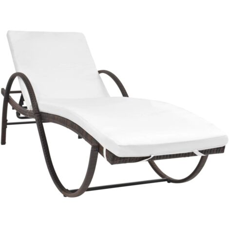 Chaise longue avec coussin Résine tressée Marron