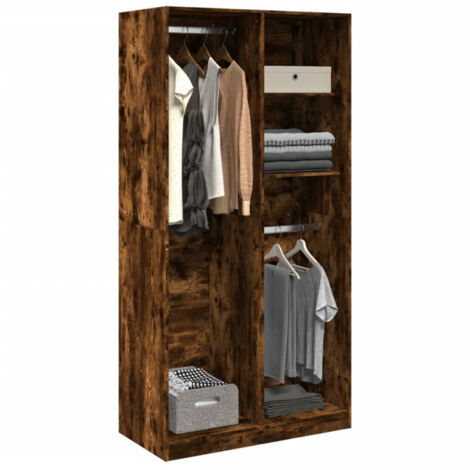 Garde robe chêne fumé 100x50x200 cm bois d ingénierie