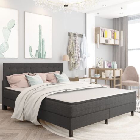 Vidaxl – Tête de lit touffetée gris foncé – Tissu 100% polyester – Dimensions 160x200 cm – Design élégant et confortable – Assemblage requis