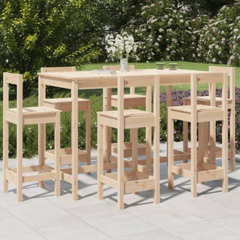 vidaXL Ensemble de bar de jardin 7 pcs Bois de pin massif (1/5)