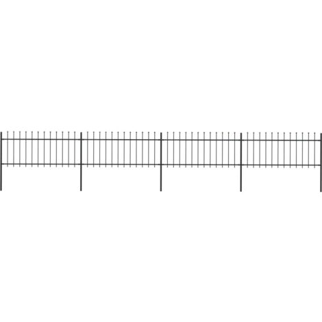 vidaXL Clôture de jardin avec dessus en lance Acier 6,8x0,8 m Noir