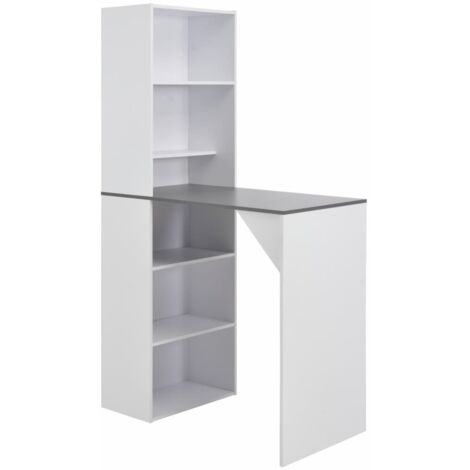 Vidaxl – Table de bar avec armoire blanche 115x59x200 cm – Bois d'ingénierie robuste – Grand espace de rangement pour petits appartements