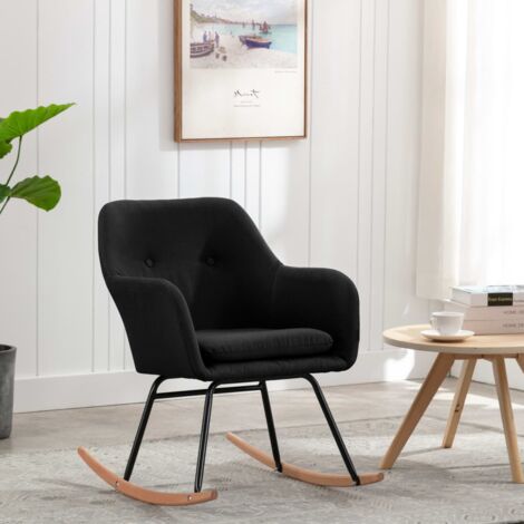 Chaise à bascule Style Moderne, Rocking Chair Fauteuil Relax, Noir Tissu vidaXL (1/5)
