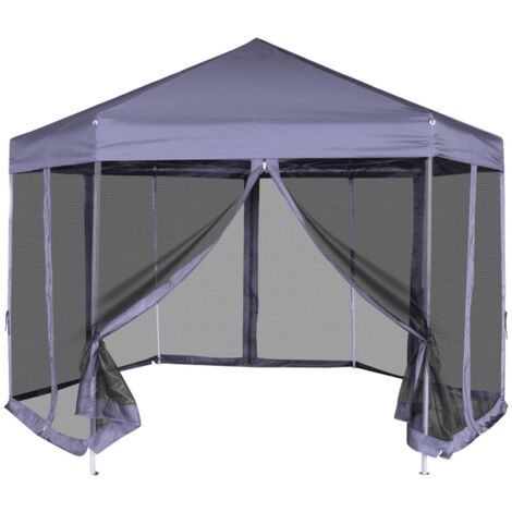 Chapiteau hexagonal avec 6 parois latérales 3,6x3,1m Bleu foncé vidaXL