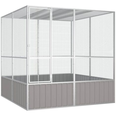 Vidaxl – Cage à oiseaux gris 213,5x217,5x211,5 cm – Acier galvanisé – Conception ventilée pour un air frais – Sécurité renforcée avec porte verrouillable