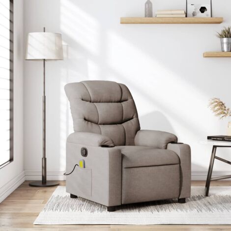 Vidaxl – Fauteuil relax inclinable taupe en tissu – Massage par vibrations 6 points – Inclinaison 135° – Dimensions 75,5 x 93 x 99,5 cm - vidaXL81850