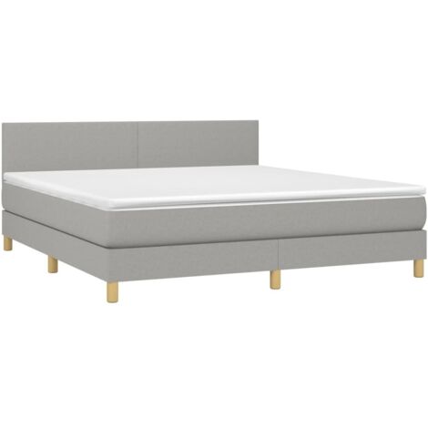 Lit à sommier tapissier avec matelas Gris clair 180x200cm Tissu