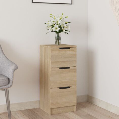 Vidaxl – Buffet chêne sonoma 30x30x70 cm – Bois d'ingénierie – Grand espace de rangement avec 3 tiroirs – Armoire multifonctionnelle