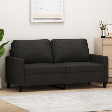 Vidaxl – Canapé droit 2 places noir 140 cm – Tissu durable et respirant – Cadre en métal robuste – Confort optimal avec accoudoirs rembourrés (1/6)