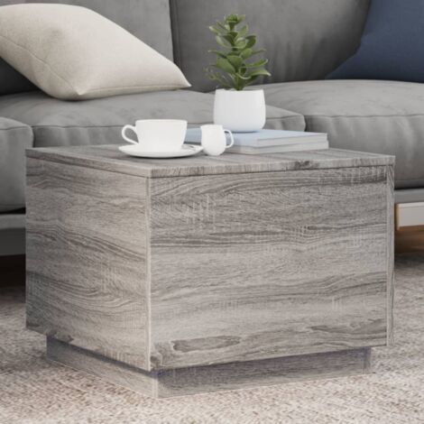 Table basse avec lumières LED sonoma gris 50x50x40 cm vidaXL (1/5)