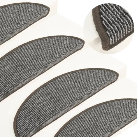 Tapis d'escalier 15 pièces 56 x 17 x 3 cm Gris Demi-rond vidaXL