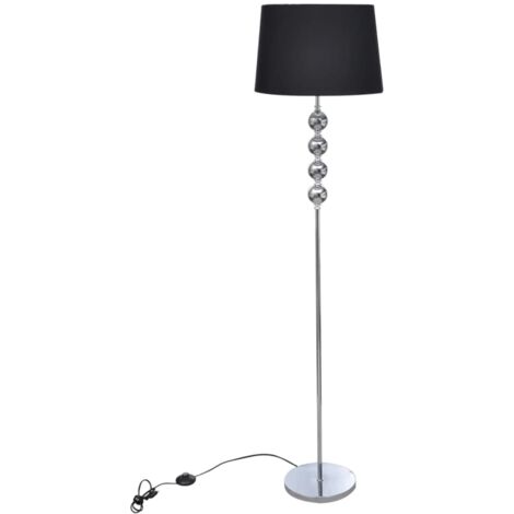 Vidaxl – Lampadaire noir avec support haut – Abat-jour polyester 380mm – Tube chrome 1560mm – Tension 220-240V – Compatible ampoule E27