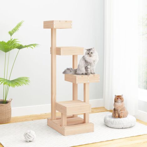Vidaxl – Arbre à chat 45,5x49x103 cm en bois de pin massif – 4 niveaux – cadre robuste pour chats – montage facile
