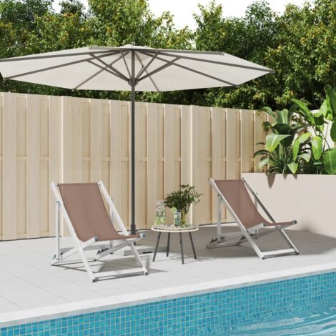 vidaXL Chaises de plage pliantes lot de 2 marron aluminium textilène (1/5)