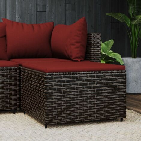 Repose-pied de jardin avec coussin marron résine tressée vidaXL