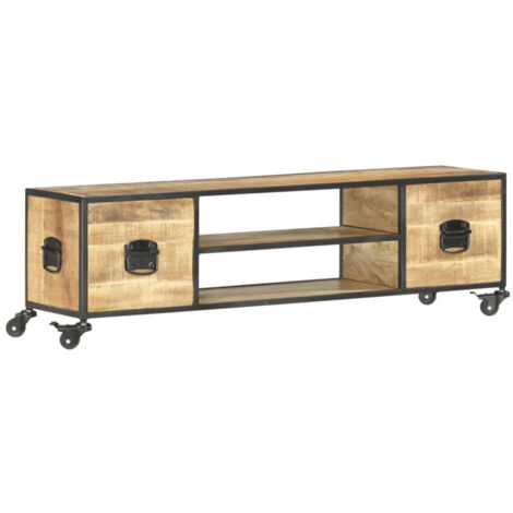 Meuble TV 130x30x39 cm Bois massif de manguier (1/5)