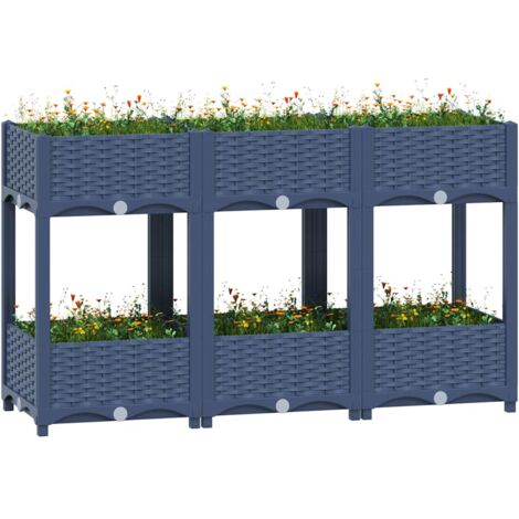 Vidaxl – Lit surélevé 120x40x71 cm en polypropylène – 2 étagères – Résistant à l'usure pour extérieur – Parfait pour plantes et légumes
