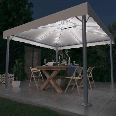 Tonnelle avec guirlande lumineuse LED 300x300cm Crème Aluminium vidaXL (1/5)