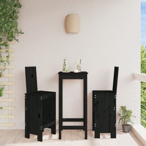Tabourets de bar lot de 2 noir 40x42x120 cm bois massif de pin vidaXL (1/5)