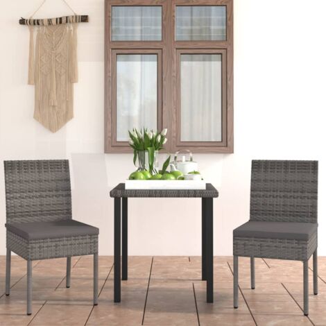 Ensemble à manger de jardin 3 pcs Résine tressée Gris vidaXL (1/5)