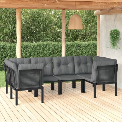 vidaXL Salon de jardin 6 pcs noir et gris résine tressée (1/5)