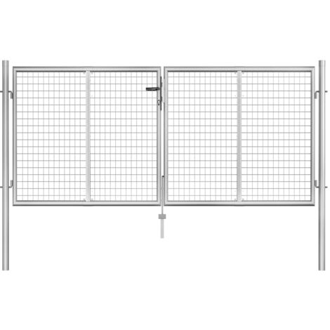 Portail de jardin en acier galvanisé 306 x 100 cm Argent vidaXL