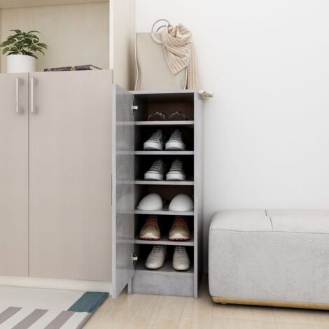 Vidaxl – Meuble à chaussures gris béton 32x35x92 cm – 6 étagères – Aggloméré durable – Porte à ouverture réversible (1/6)