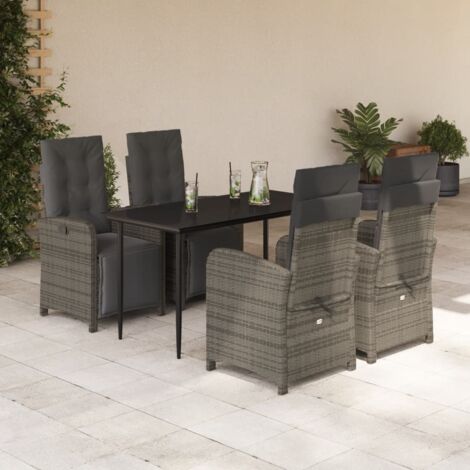 vidaXL Ensemble à manger de jardin 5 pcs coussins gris résine tressée (1/5)