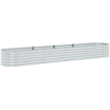 Lit surélevé de jardin 400x80x44 cm Acier galvanisé Argenté vidaXL