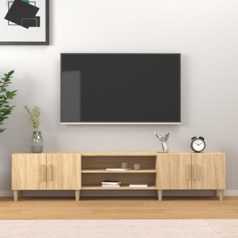 Vidaxl – Meuble TV chêne sonoma 180x31,5x40 cm – Bois d'ingénierie résistant à l'humidité – 4 compartiments pour rangement optimisé