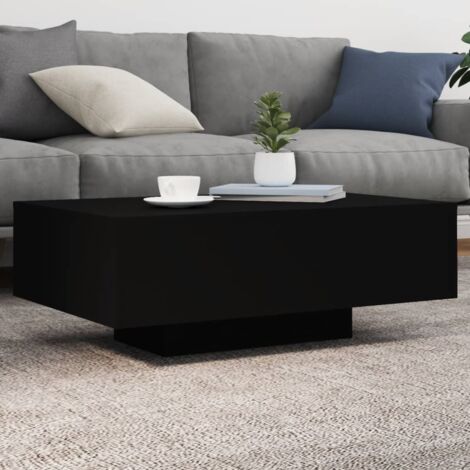Vidaxl – Table basse fixe noire 85x55x31 cm – Lumières LED RVB réglables – Matériau bois d'ingénierie – Design moderne pour salon