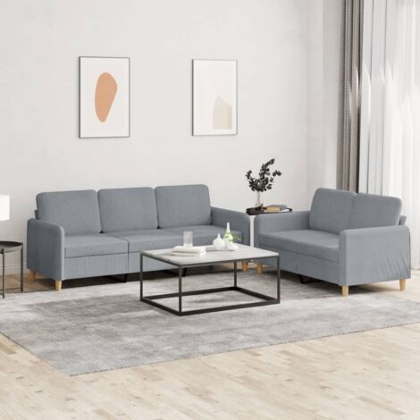 Ensemble de canapés 2 pcs avec coussins Gris clair Tissu vidaXL (1/5)