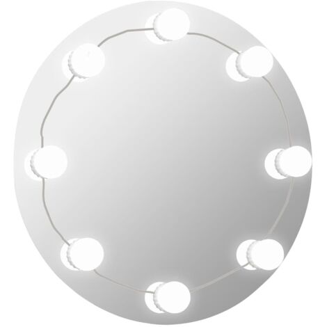 vidaXL Miroir mural sans cadre avec lampes LED Rond Verre
