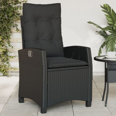 Chaise inclinable de jardin avec coussins noir résine tressée vidaXL (1/5)