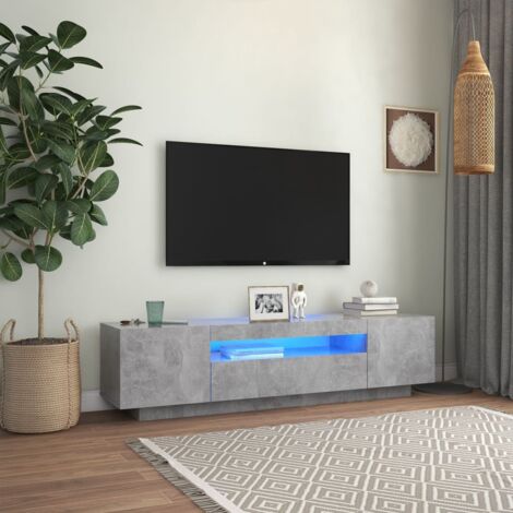 Vidaxl – Meuble TV gris béton 160x35x40 cm – Éclairage LED RVB – Construction en bois d'ingénierie – Assemblage facile
