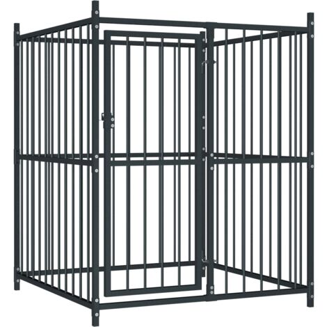 Vidaxl – Chenil extérieur pour chiens 120 x 120 x 150 cm – Acier robuste – Système de verrouillage à loquet – Espace de jeu sécurisé