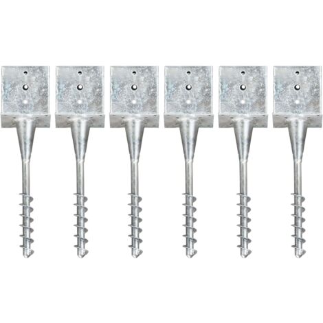 Piquets au sol 6 pcs Argenté 14x14x58 cm Acier galvanisé