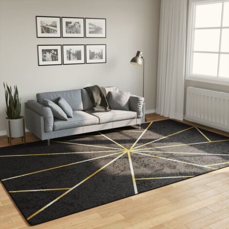Tapis lavable noir et doré 190x300 cm antidérapant vidaXL