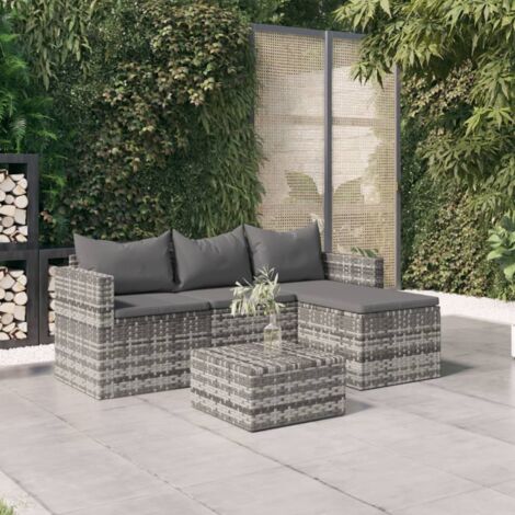 Vidaxl – Ensemble salon de jardin 3 pièces avec coussins – Rotin poly résistant aux intempéries – Cadre en acier stable – Confort optimal