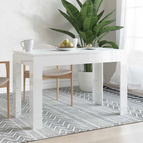 Vidaxl – Table de salle à manger 120x60x76 cm – Bois d'ingénierie – Blanc brillant – Lignes simples et propres – Facile à nettoyer