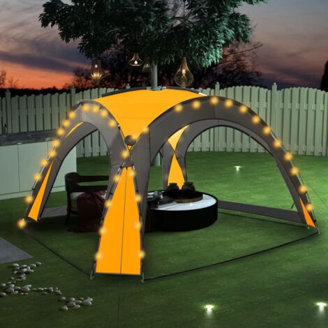 vidaXL Tente de réception avec LED et 4 parois 3,6x3,6x2,3 m Jaune (1/5)