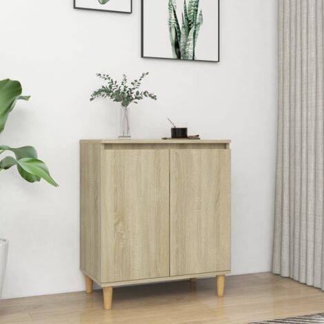 Vidaxl – Buffet chêne sonoma 60x35x70 cm – Bois d'ingénierie et pieds en eucalyptus – Rangement optimal pour bibelots et livres