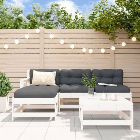 vidaXL Salon de jardin 5 pcs blanc bois massif de pin (1/5)