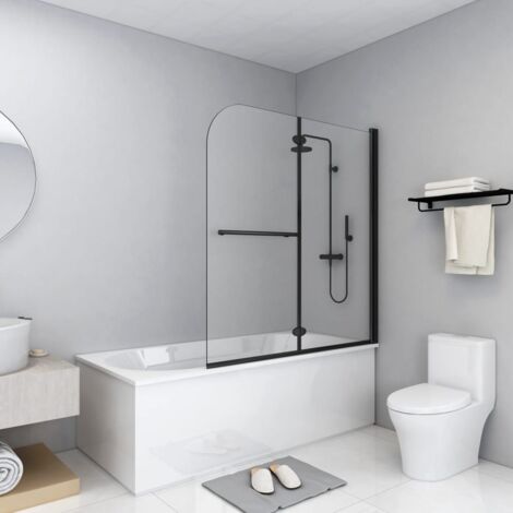 Vidaxl – Cabine de douche pliable 120x140 cm – 2 panneaux ESG noir – Largeur réglable 120-121 cm – Installation simplifiée (1/6)