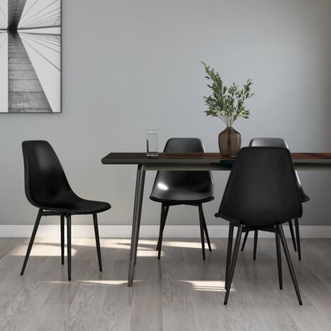 Vidaxl – Lot de 4 chaises scandinaves noires – Polypropylène et métal – Dossier incurvé ergonomique – Dimensions 46x52x84 cm