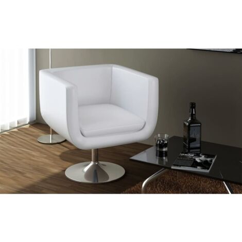 Vidaxl – Tabouret de bar pivotant blanc en similicuir – Hauteur réglable 40,5-50,5 cm – Base en acier chromé – Capacité 110 kg