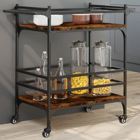 vidaXL Chariot de cuisine chêne fumé 82x40x78,5 cm bois