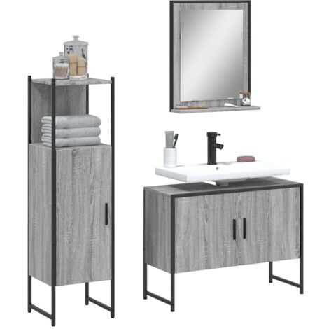 Ensemble d'armoires de salle de bain 3 pcs sonoma gris vidaXL (1/5)