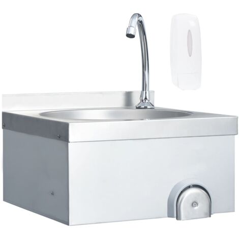 Vidaxl – Lavabo de lavage inox avec robinet et distributeur de savon – Station de lavage hygiénique – Montage mural – Pour cuisines commerciales et ateliers (1/6)